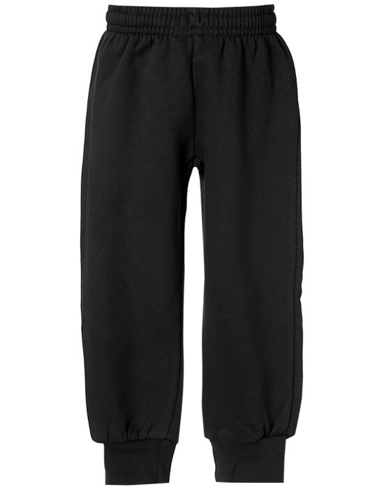 Παντελόνι φούτερ Basic μαύρο με λάστιχο στο κάτω μέρος