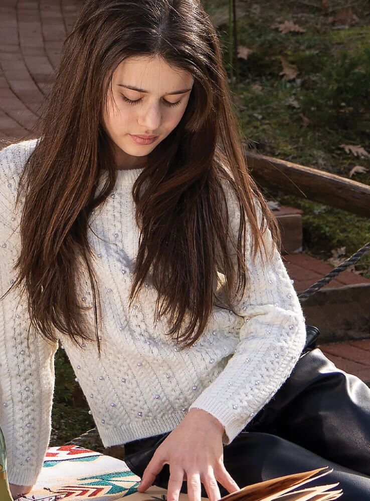 Πουλόβερ μακρυμάνικο πλεκτό εκρού